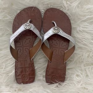 Tory Burch Silver Metallic Thora Flip Flop